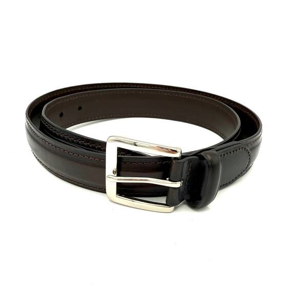 Mens Cabela's Full Grain Leather Cowhide Brown with Silver Buckle Size 38 - Picture 1 of 7